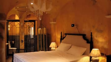 Premium bedding, pillow-top beds, free minibar, desk