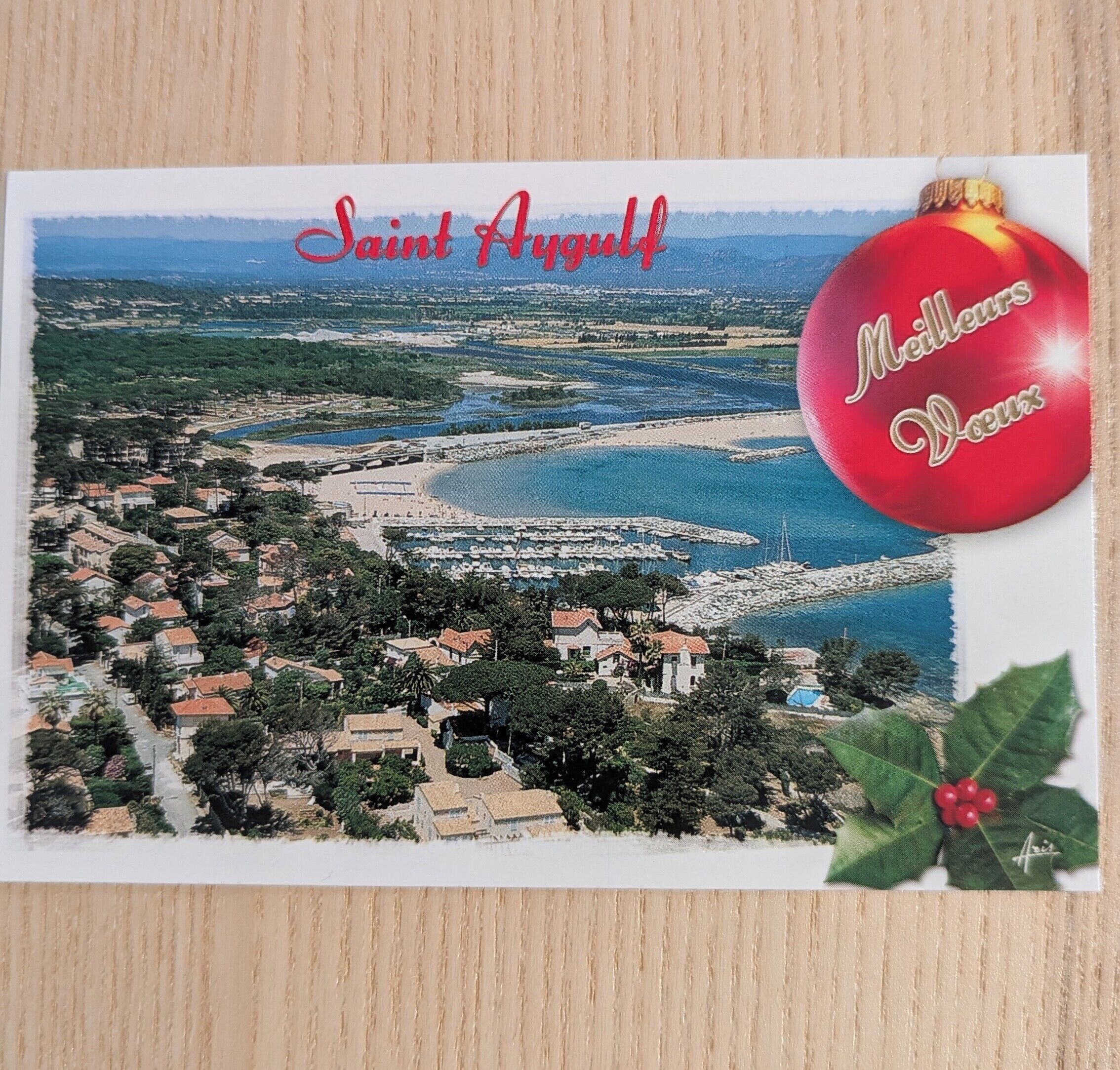 A postcard of Saint Augustin with a view of the coastline, marina, and residential area.