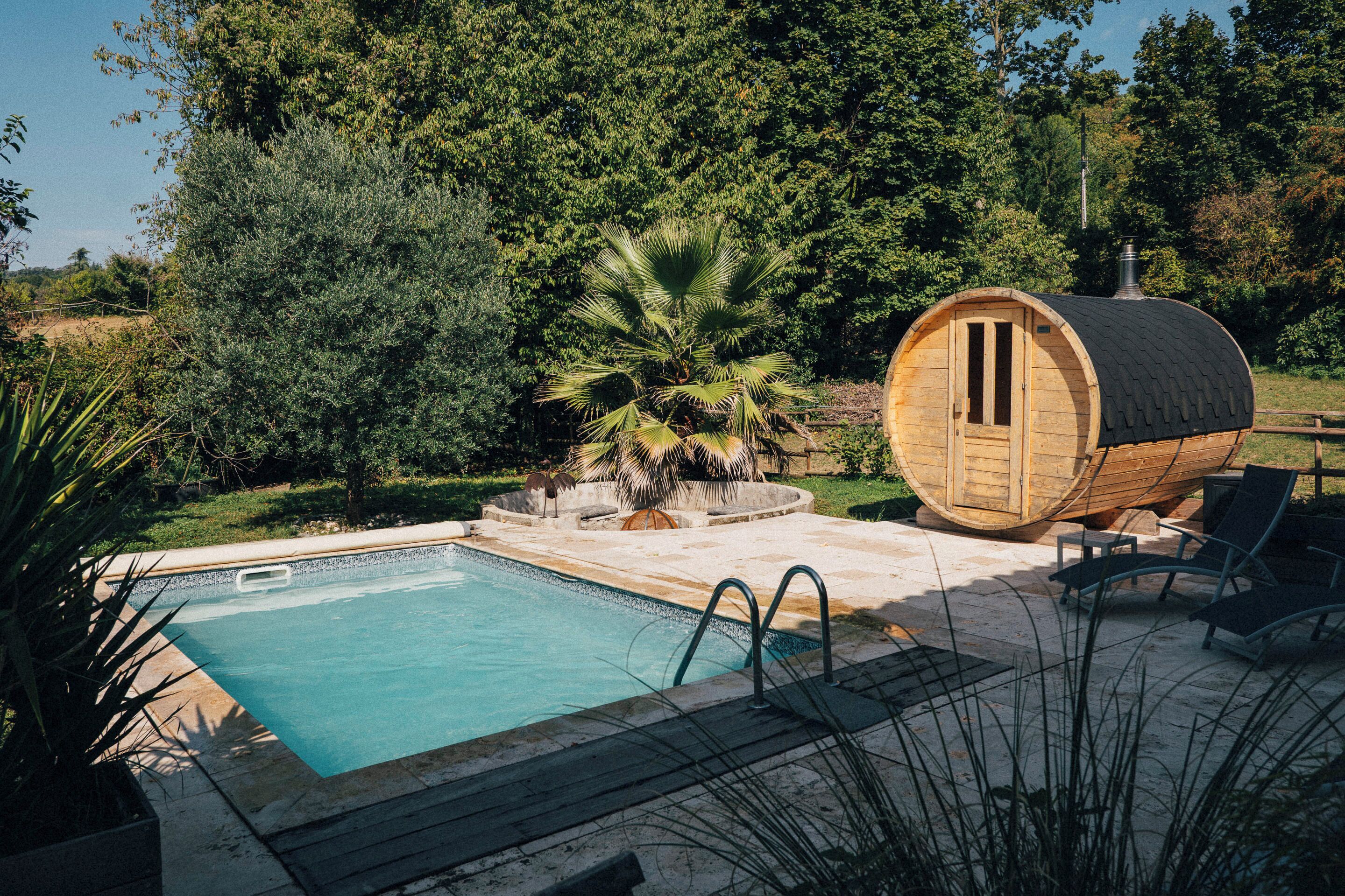 Outdoor pool, open 10:00 AM to 8:30 PM, pool umbrellas, sun loungers