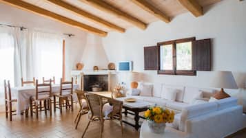 Fernseher, Kamin, Stereoanlage