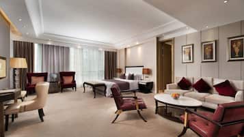 In-room safe, desk, laptop workspace, blackout curtains