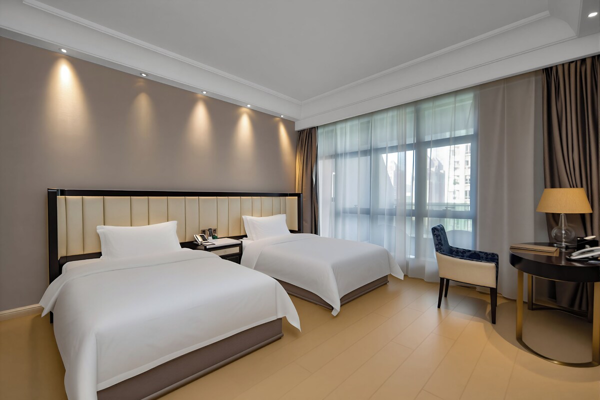 Basic Double Room, 2 Double Beds, Non Smoking, Private Bathroom | Down duvets, in-room safe, desk, laptop workspace