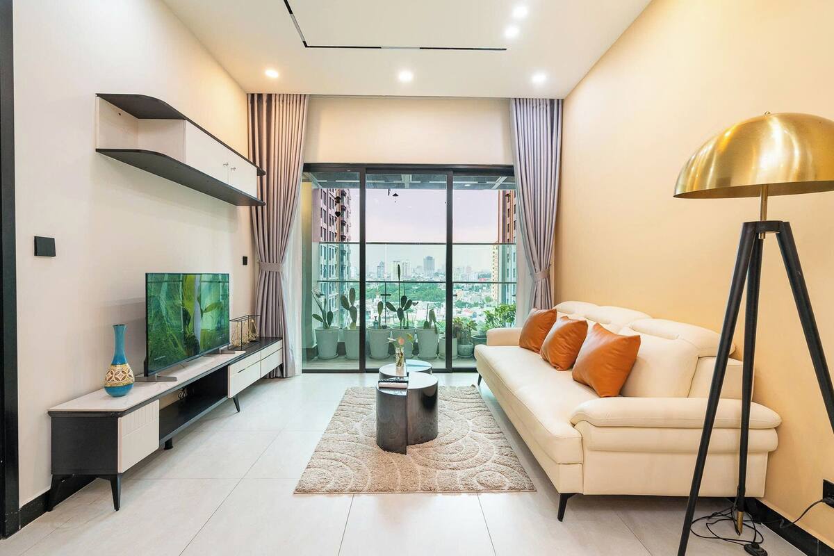 Deluxe-Apartment, 2 Schlafzimmer, Flussblick | Wohnbereich