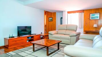 42-inch flat-screen TV with cable channels