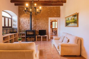 Televisión y chimenea 