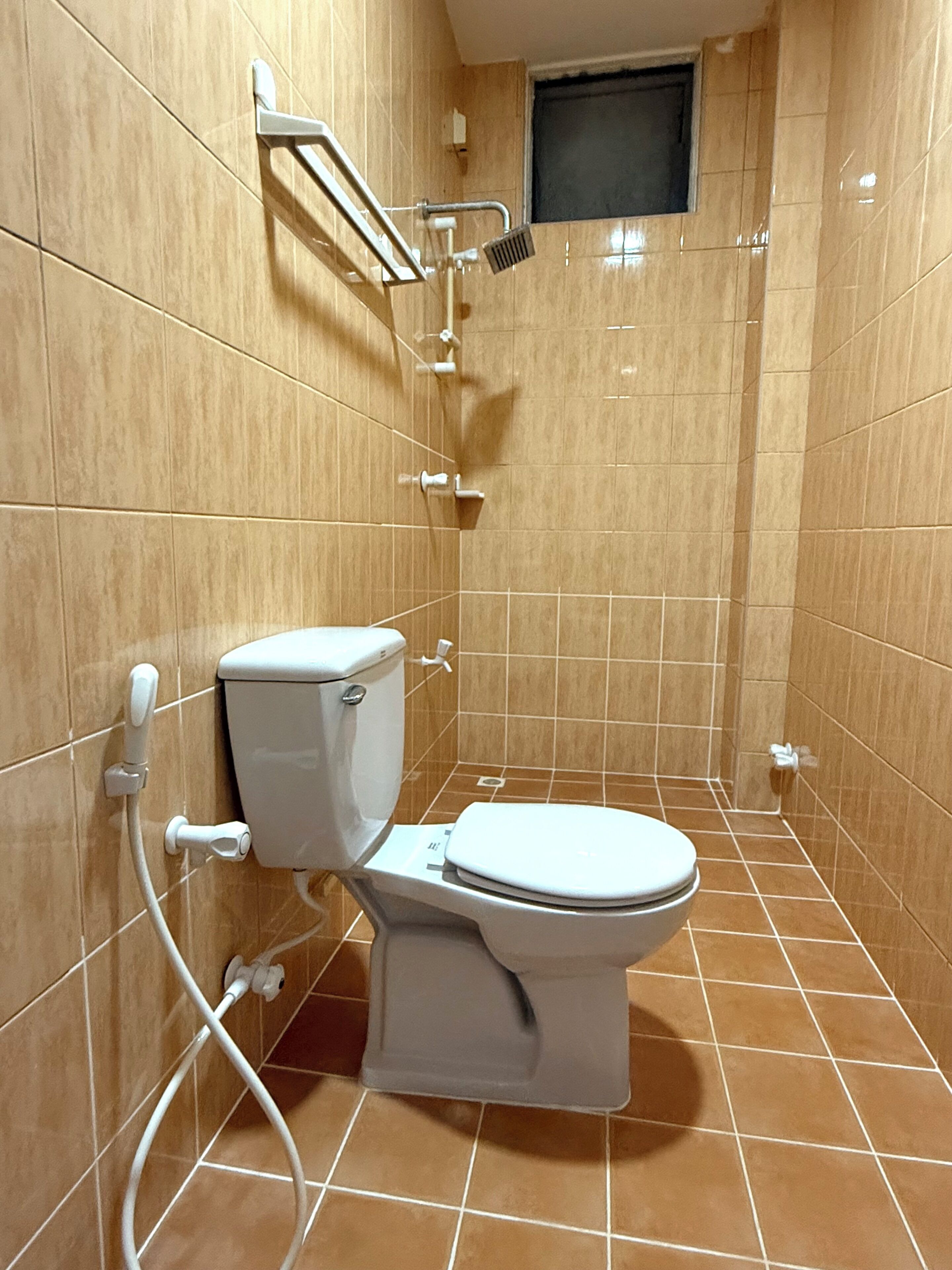 Douche, sèche-cheveux, bidet, serviettes fournies