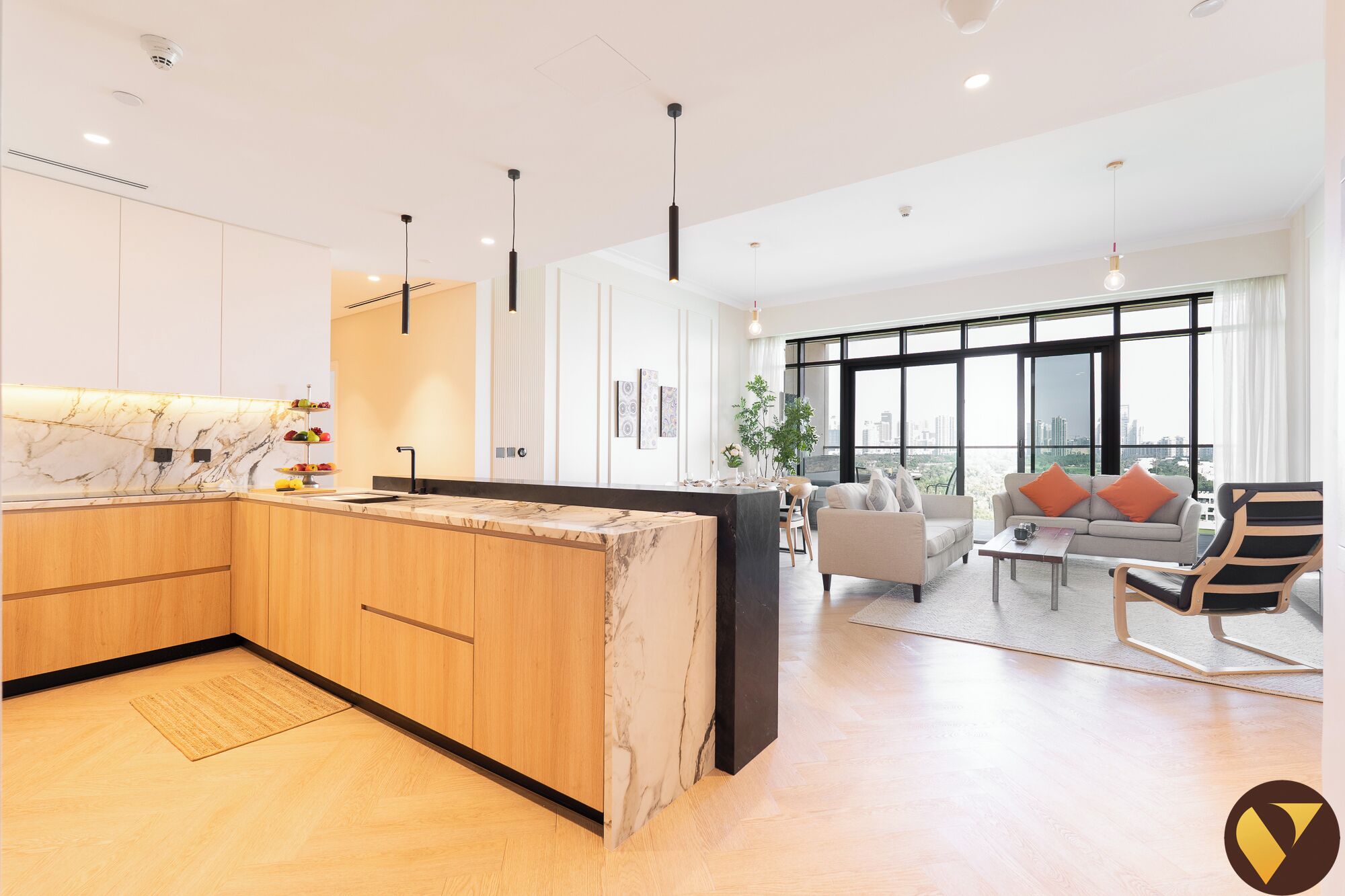 Luxury Apartment, Balcony, Golf View | Private kitchen | Full-sized fridge, microwave, oven, stovetop