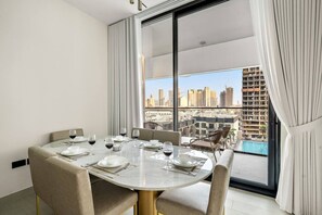Dining - FIRST CLASS Stylish 2BR | Sparkling Pool View (JVC)