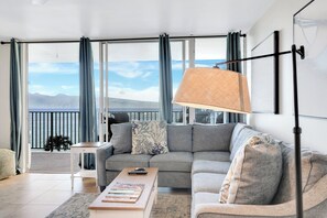 TV - Oceanfront Two-Bedroom With Large Lanai | Sunset Views, Pool + BBQ (Lahaina)