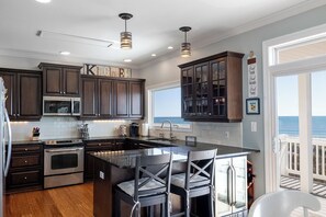 Fridge, microwave, oven, dishwasher - Angel's Rest, 5 BR, 5.5 BA, Oceanfront with Game Room (Emerald Isle)