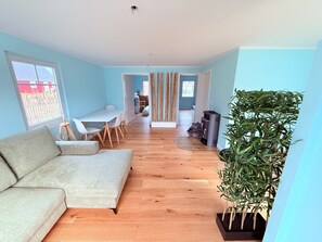 House | Living room - Ferienhaus Sanibel mit Kaminofen (Wandlitz)