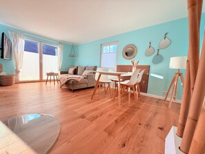 House | Living room - Ferienhaus Sanibel mit Kaminofen (Wandlitz)