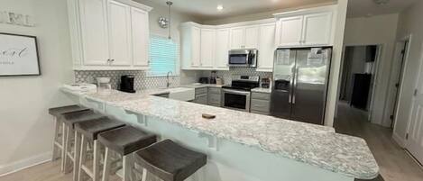 Fridge, microwave, oven, dishwasher