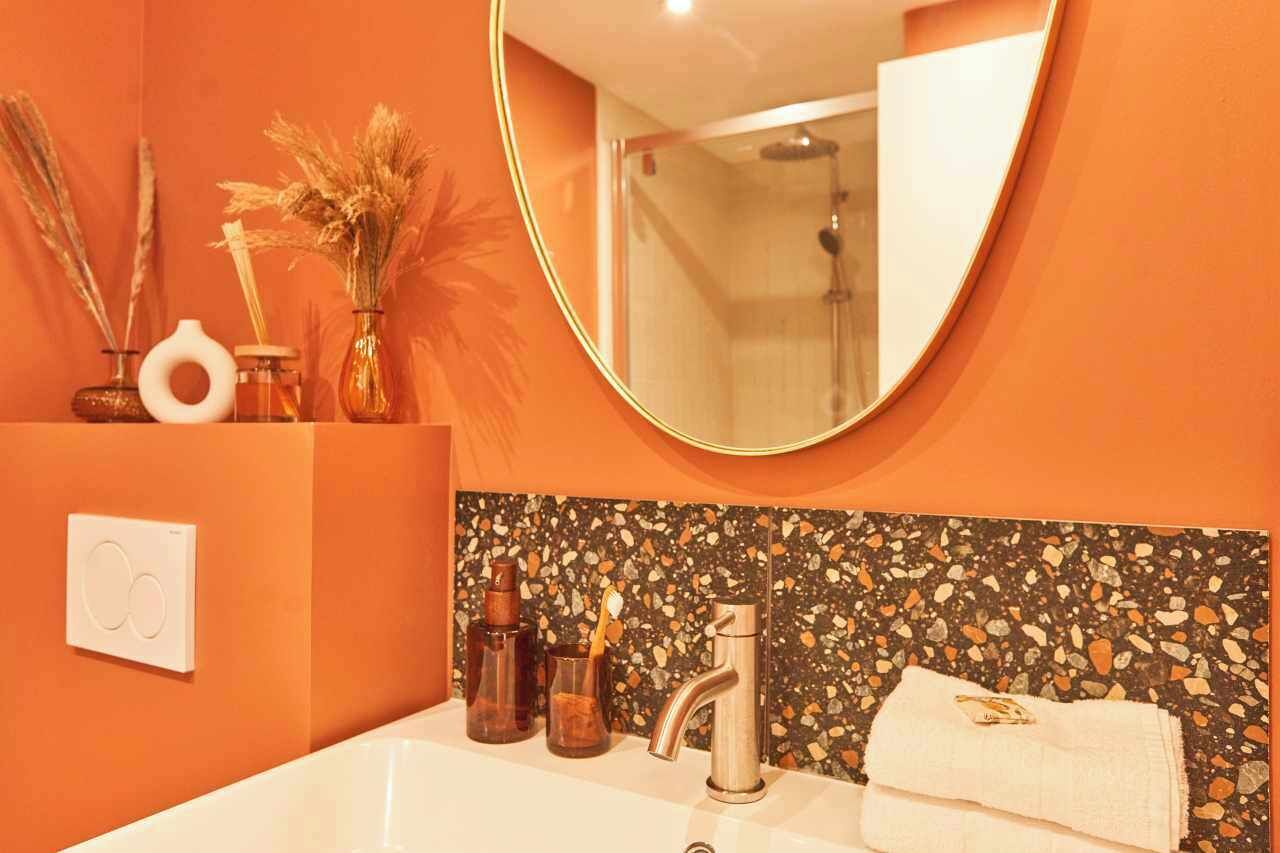 Apartment, 1 Double Bed with Sofa bed | Bathroom | Hair dryer, towels, soap, shampoo