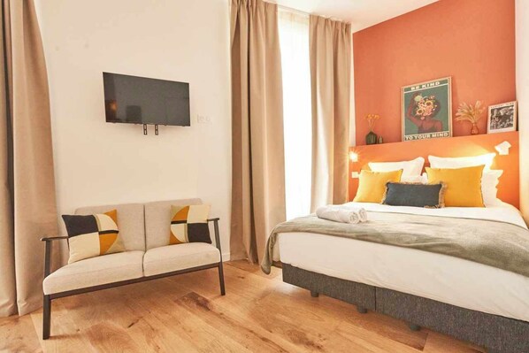 Appartement, uitzicht op de stad | Een strijkplank/strijkijzer, gratis wifi