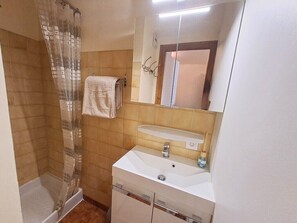 Shower, hair dryer, towels - Bright studio in the heart of Le Grand-Bornand (Le Grand-Bornand)