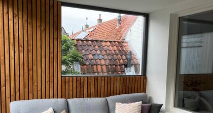 Charming downtown townhouse with roof terrace and stained glass windows