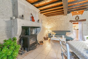 Televisión y chimenea