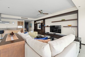 Luxury Apartment, Multiple Beds, Balcony, Sea View | Living area | Smart TV