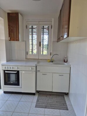 Fridge, oven, stovetop, coffee/tea maker