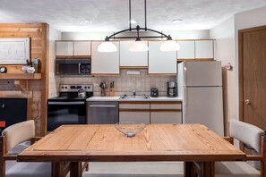 Fridge, microwave, oven, stovetop - Ski-In 1BR Condo w/ Loft | Trails, Balcony & Pools (Champion)