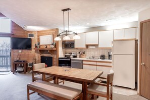 Fridge, microwave, oven, stovetop - Ski-In 1BR Condo w/ Loft | Trails, Balcony & Pools (Champion)