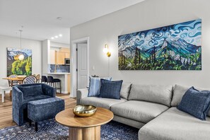 TV, fireplace - *Gilded Mountain Escape* [Hot Tubs/Outdoor Pool] (Canmore)