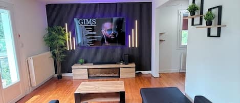 TV, DVD player, books, music library
