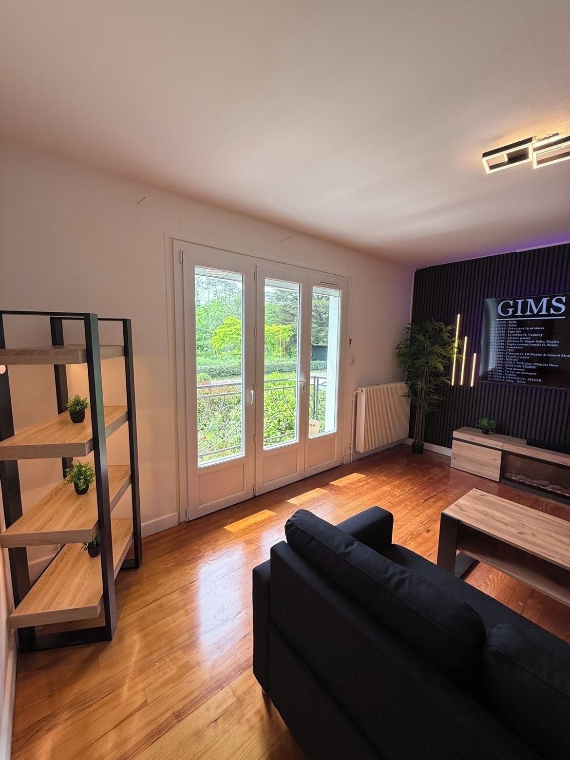 Tv, dvd-spelare, böcker och ett musikbibliotek