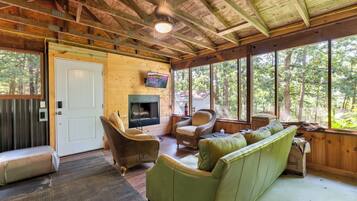 TV, fireplace, video games