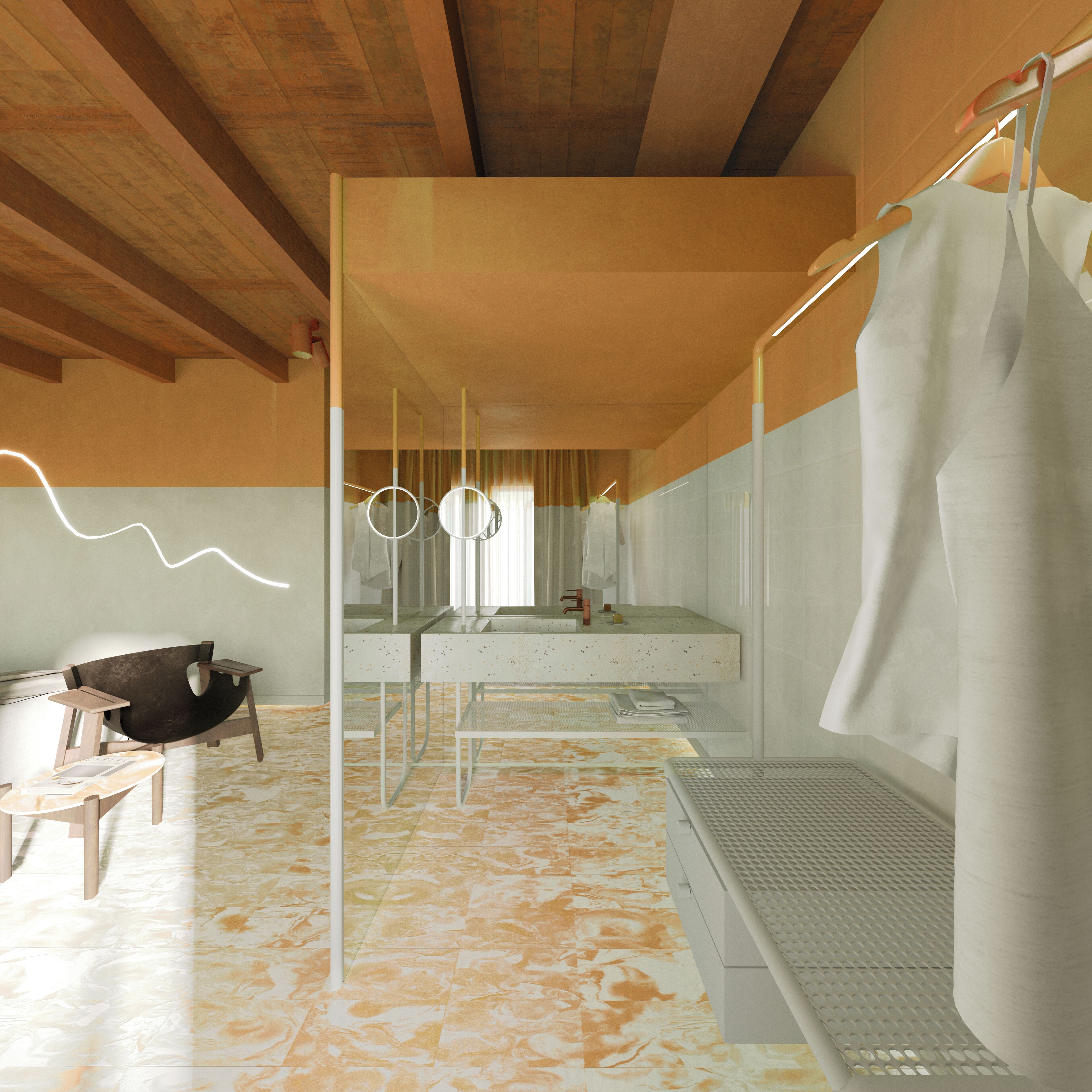 Douche, articles de toilette écologiques, sèche-cheveux