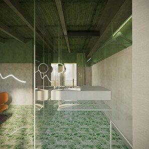 Shower, eco-friendly toiletries, hair dryer, towels - Terreno Barrio Hotel (Palma de Mallorca)