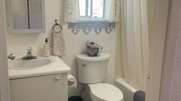 Secadora de cabello, toallas, jabón, papel de baño