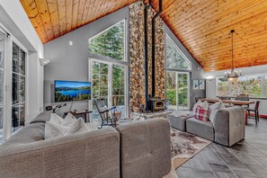 TV, fireplace, books - Alpine Bear Cabin in Serene Lakes (Norden)