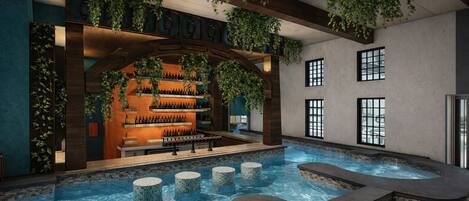 Bar en milieu de piscine