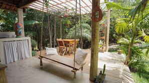 Mini-fridge, stovetop, cookware/dishes/utensils