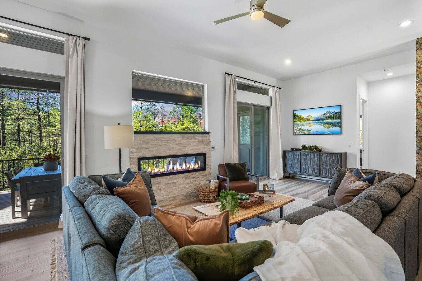 テレビ、暖炉、テレビゲーム、卓球台