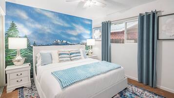 4 habitaciones, tabla de planchar con plancha, wifi y ropa de cama