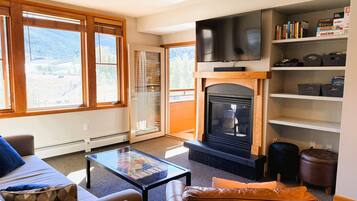 Smart TV, fireplace, video games, books