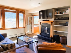 TV connectée, cheminée, jeux vidéo, livres