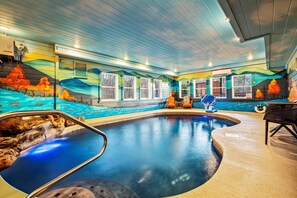 Indoor pool, a heated pool - 6BR~sleeps 22~Indoor Pool, Theater, Theme Room & Mountain Views (Sevierville)