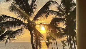 A beach scene with palm trees and the ocean at sunset. - Beautiful hotel suite with AC, beach access & fitness room in amazing Nayarit MX (Nay.)