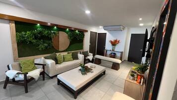 Smart TV, books, stereo