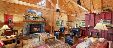 Televisión, chimenea