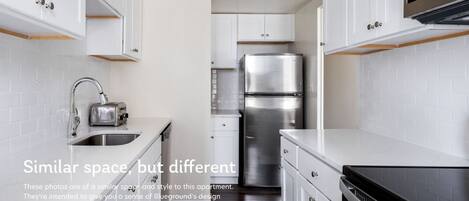 冷蔵庫、電子レンジ、オーブン、コンロ