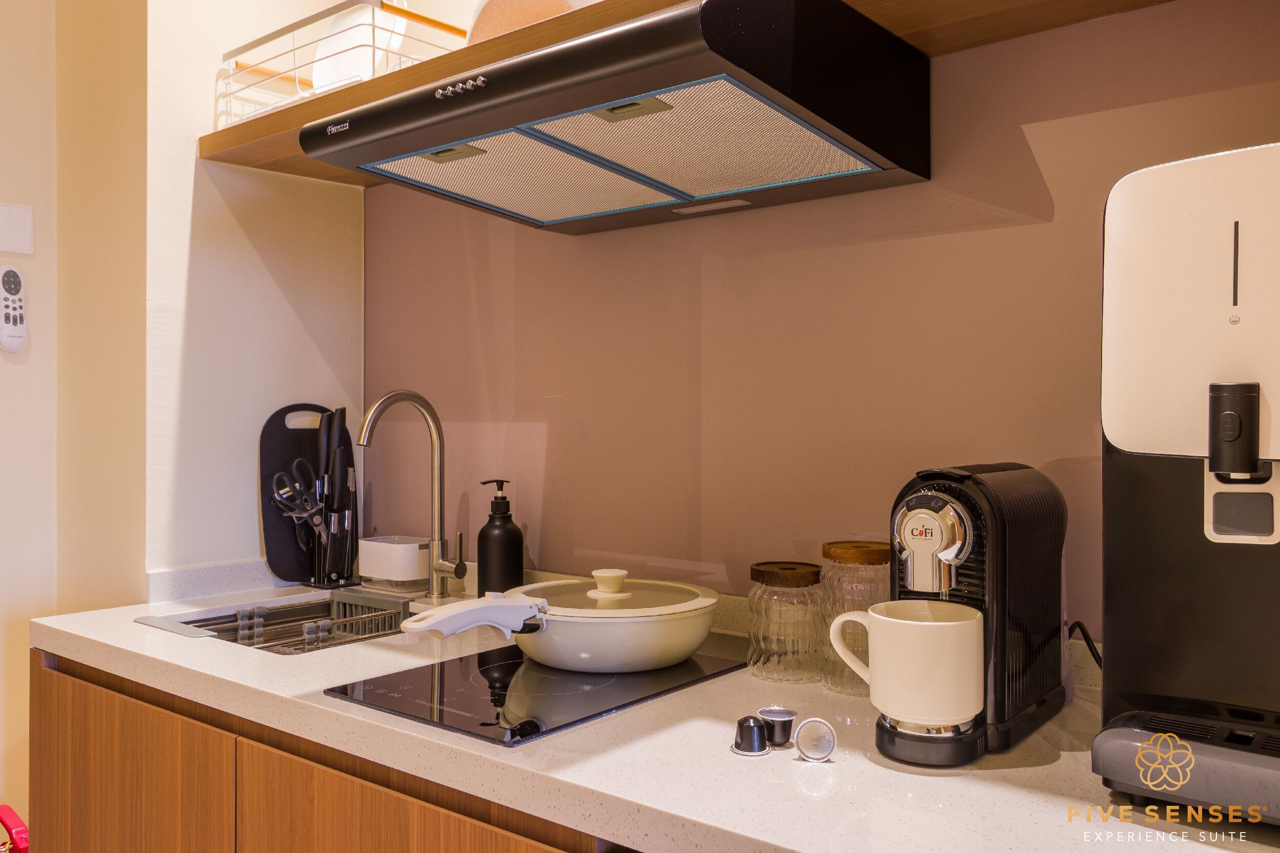 Japandi Two Bedroom Suites | Private kitchen | Fridge, microwave