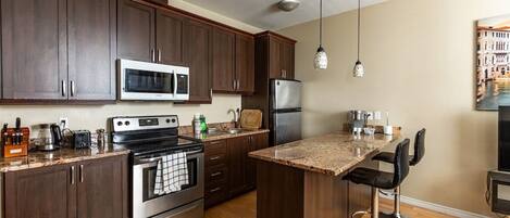 Oven, stovetop, coffee/tea maker, toaster