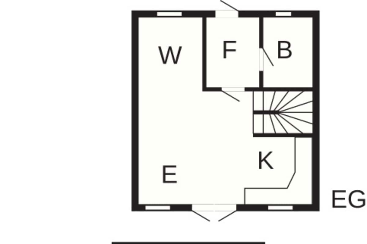 A floor plan with labeled rooms W, F, B, E, K, and two Z rooms, plus a GA room.