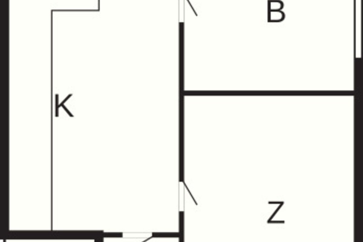 A floor plan with labeled rooms E, W, B, Z, and K.