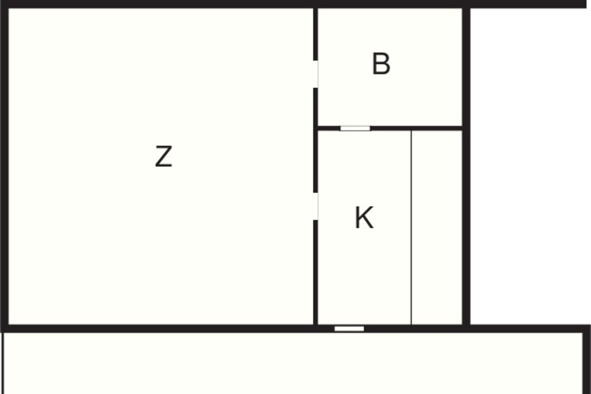 A floor plan with labeled rooms Z, B, K, and TE.